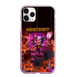 Чехол iPhone 11 Pro матовый Minecraft art, цвет: 3D-розовый