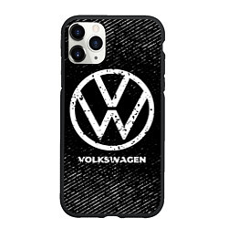 Чехол iPhone 11 Pro матовый Volkswagen с потертостями на темном фоне