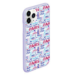 Чехол iPhone 11 Pro матовый Парижская бумага с надписями - текстура, цвет: 3D-светло-сиреневый — фото 2