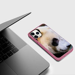 Чехол iPhone 11 Pro матовый Загадочная панда, цвет: 3D-малиновый — фото 2