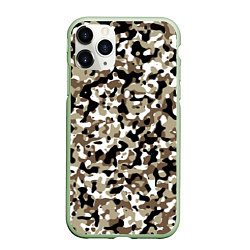 Чехол iPhone 11 Pro матовый Камуфляж зимний лес - мелкий, цвет: 3D-салатовый