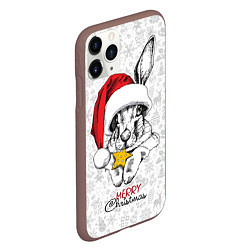 Чехол iPhone 11 Pro матовый Rabbit with cookies, merry Christmas, цвет: 3D-коричневый — фото 2