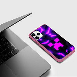 Чехол iPhone 11 Pro матовый Майнкрафт розовый, цвет: 3D-малиновый — фото 2