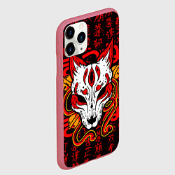Чехол iPhone 11 Pro матовый Кицунэ японская лиса, цвет: 3D-малиновый — фото 2