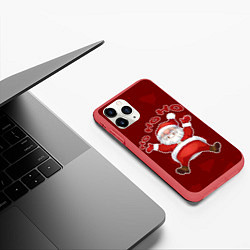 Чехол iPhone 11 Pro матовый Санта - Хо-хо-хо, цвет: 3D-красный — фото 2