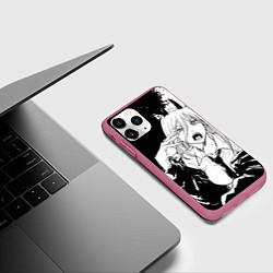 Чехол iPhone 11 Pro матовый Возмущенная Пауэр - Человек бензопила, цвет: 3D-малиновый — фото 2