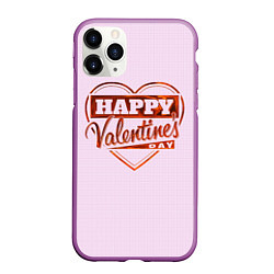 Чехол iPhone 11 Pro матовый Happy Valentines Day!, цвет: 3D-фиолетовый