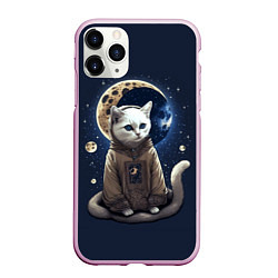 Чехол iPhone 11 Pro матовый Лунный котик, цвет: 3D-розовый
