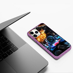 Чехол iPhone 11 Pro матовый Космическая схватка из кабины пилота, цвет: 3D-фиолетовый — фото 2