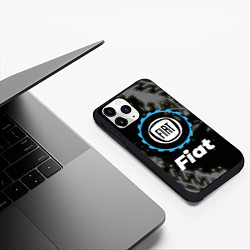 Чехол iPhone 11 Pro матовый Fiat в стиле Top Gear со следами шин на фоне, цвет: 3D-черный — фото 2