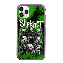 Чехол iPhone 11 Pro матовый Slipknot green abstract