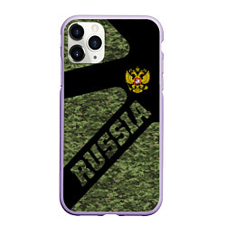 Чехол iPhone 11 Pro матовый Камуфляж - RUSSIA, цвет: 3D-светло-сиреневый
