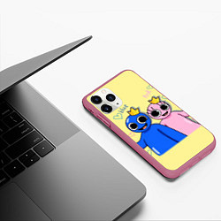Чехол iPhone 11 Pro матовый Радужные друзья: Синий и Розовая, цвет: 3D-малиновый — фото 2
