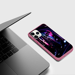 Чехол iPhone 11 Pro матовый Фиолетовая вода и краски, цвет: 3D-малиновый — фото 2