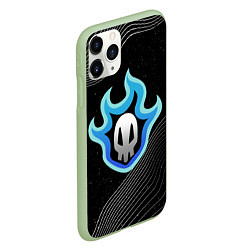 Чехол iPhone 11 Pro матовый Логотип Блич - череп, цвет: 3D-салатовый — фото 2