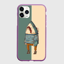 Чехол iPhone 11 Pro матовый Акула-моряк, цвет: 3D-фиолетовый