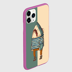 Чехол iPhone 11 Pro матовый Акула-моряк, цвет: 3D-фиолетовый — фото 2
