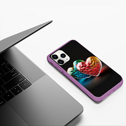 Чехол iPhone 11 Pro матовый Сердечки для влюблённых, цвет: 3D-фиолетовый — фото 2