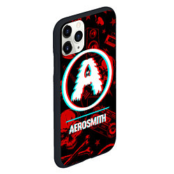 Чехол iPhone 11 Pro матовый Aerosmith rock glitch, цвет: 3D-черный — фото 2