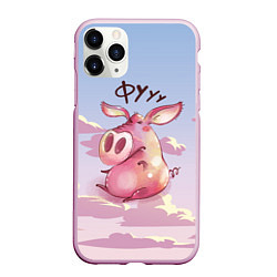 Чехол iPhone 11 Pro матовый Недовольная свинка - Фууу, цвет: 3D-розовый