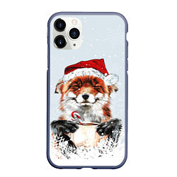 Чехол iPhone 11 Pro матовый Merry Christmas foxy, цвет: 3D-серый