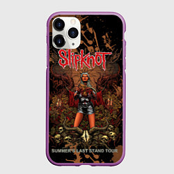 Чехол iPhone 11 Pro матовый Slipknot satan girl, цвет: 3D-фиолетовый