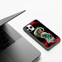 Чехол iPhone 11 Pro матовый Slipknot - козел, цвет: 3D-темно-зеленый — фото 2