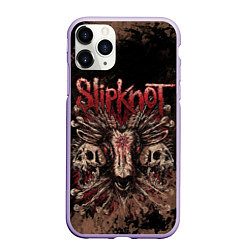 Чехол iPhone 11 Pro матовый Slipknot skull, цвет: 3D-светло-сиреневый