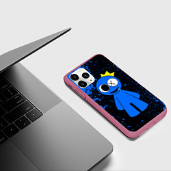 Чехол iPhone 11 Pro матовый Радужные друзья Синий - брызги краски, цвет: 3D-малиновый — фото 2