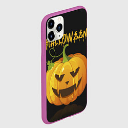Чехол iPhone 11 Pro матовый Halloween : тыква, цвет: 3D-фиолетовый — фото 2
