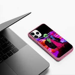 Чехол iPhone 11 Pro матовый Никто - Skull - Flame, цвет: 3D-малиновый — фото 2