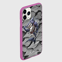 Чехол iPhone 11 Pro матовый Акула - опытный аквалангист, цвет: 3D-фиолетовый — фото 2
