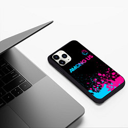 Чехол iPhone 11 Pro матовый Among Us - neon gradient: символ сверху, цвет: 3D-черный — фото 2