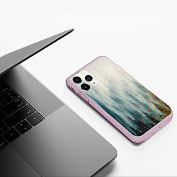 Чехол iPhone 11 Pro матовый Абстрактные водянистые паттерны и краски, цвет: 3D-розовый — фото 2