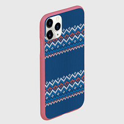 Чехол iPhone 11 Pro матовый Вязанный синий стиль, цвет: 3D-малиновый — фото 2