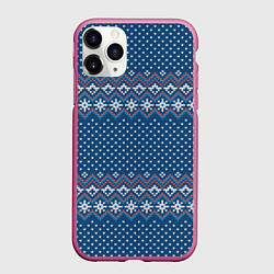 Чехол iPhone 11 Pro матовый Вязанный стиль - классика, цвет: 3D-малиновый