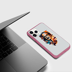 Чехол iPhone 11 Pro матовый Сальвадор Дали - поп арт, цвет: 3D-малиновый — фото 2