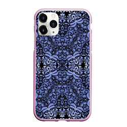 Чехол iPhone 11 Pro матовый Ажурный модный кружевной синий узор, цвет: 3D-розовый