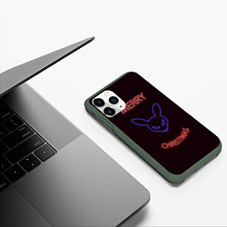 Чехол iPhone 11 Pro матовый Neon christmas bunny, цвет: 3D-темно-зеленый — фото 2