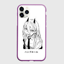 Чехол iPhone 11 Pro матовый Пауэр с язычком - Человек бензопила, цвет: 3D-фиолетовый