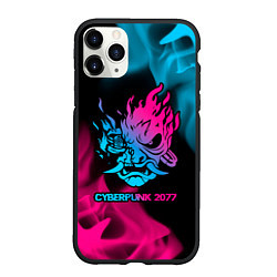 Чехол iPhone 11 Pro матовый Cyberpunk 2077 - neon gradient