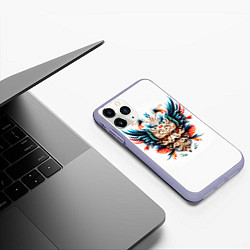 Чехол iPhone 11 Pro матовый Маска шамана - ирезуми, цвет: 3D-светло-сиреневый — фото 2