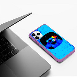 Чехол iPhone 11 Pro матовый Радужные друзья: Синий глитч, цвет: 3D-фиолетовый — фото 2