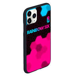 Чехол iPhone 11 Pro матовый Rainbow Six - neon gradient: символ сверху, цвет: 3D-черный — фото 2