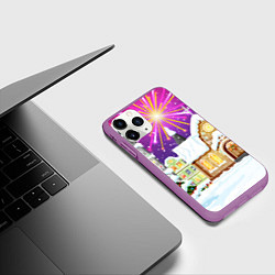 Чехол iPhone 11 Pro матовый Новогодний салют, цвет: 3D-фиолетовый — фото 2