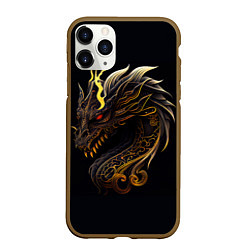 Чехол iPhone 11 Pro матовый Китайский дракон - ирезуми, цвет: 3D-коричневый