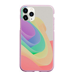 Чехол iPhone 11 Pro матовый Волнообразные разноцветные листы, цвет: 3D-розовый