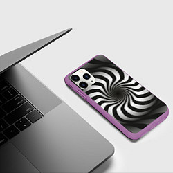 Чехол iPhone 11 Pro матовый Объёмная спираль - оптическая иллюзия, цвет: 3D-фиолетовый — фото 2