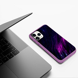 Чехол iPhone 11 Pro матовый Абстрактные блёстки и звёзды, цвет: 3D-фиолетовый — фото 2