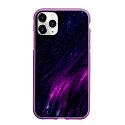 Чехол iPhone 11 Pro матовый Абстрактные блёстки и звёзды, цвет: 3D-фиолетовый
